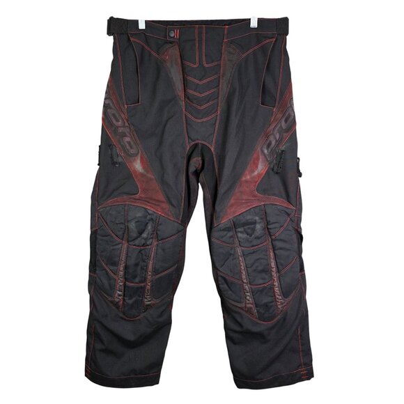Mens Proto Paintball Pants Black & Red Durable Tactical Gear Adjustable Waist M - Picture 1 of 11